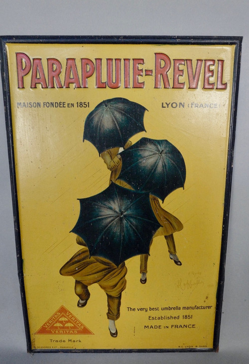Enamelled plaque Revel Umbrella Signed Leonetto Cappiello and dated