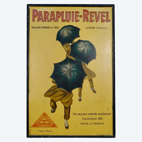 Enamelled plaque Revel Umbrella Signed Leonetto Cappiello and dated