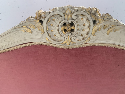 Louis XV style bench in lacquered and gilded beech, 20th century