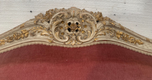 Louis XV style bench in lacquered and gilded beech, 20th century