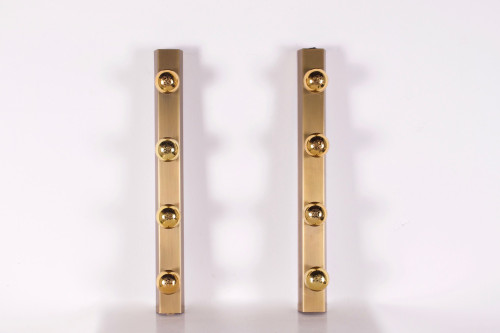 “Vanity lamp” dressing room wall lights, bronze finish.
