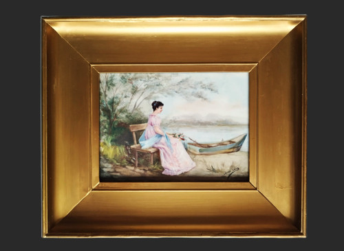 Tableau  Paysage Sur Plaque De Porcelaine Par Laure Lévy Limoges Jean Pouyat 