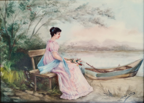 Tableau  Paysage Sur Plaque De Porcelaine Par Laure Lévy Limoges Jean Pouyat 