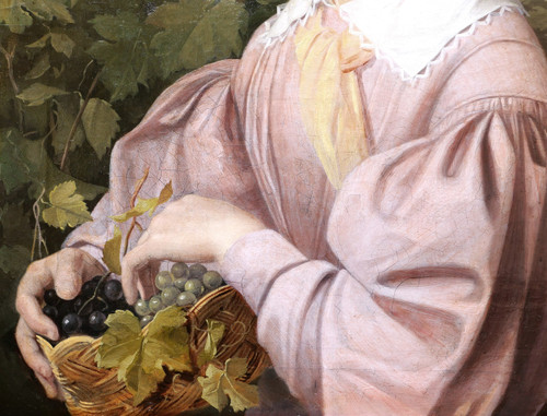 Joseph WEBER, Portrait d'une jeune fille tenant une corbeille de raisin
