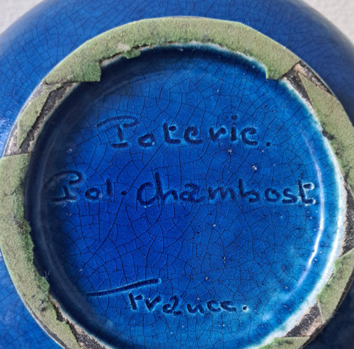 Pol Chambost (1906-1983) - Coupe En Céramique Bleu