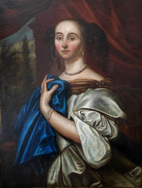 18th Century Dutch School, Portrait of an Elegant Lady with Pearls
