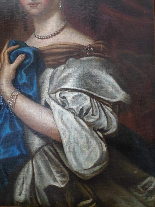18th Century Dutch School, Portrait of an Elegant Lady with Pearls