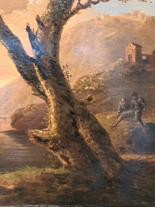 Salvatore Rosa (1615-1673) Seguace di, Soldati in un paesaggio