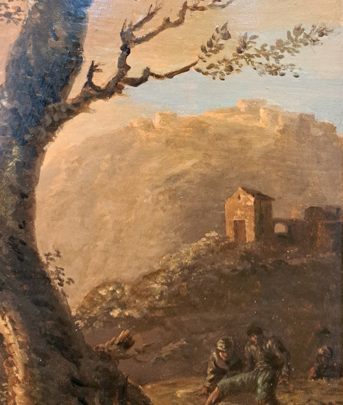 Salvatore Rosa (1615-1673) Seguace di, Soldati in un paesaggio