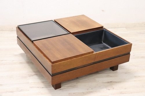 Table Basse Carrée avec Rangement par Carlo Hauner pour Forma, 1960s