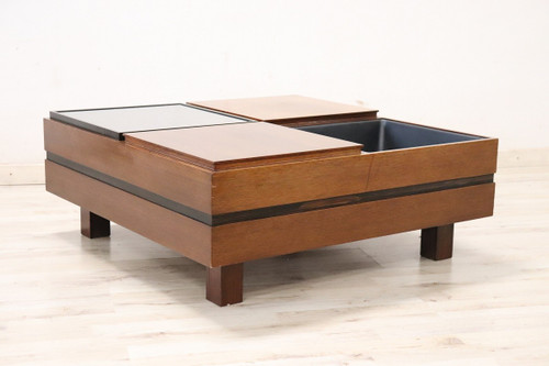 Table Basse Carrée avec Rangement par Carlo Hauner pour Forma, 1960s