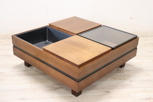 Table Basse Carrée avec Rangement par Carlo Hauner pour Forma, 1960s