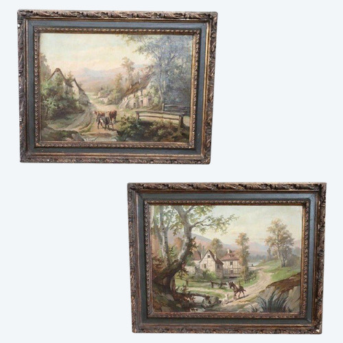Ölgemälde auf Leinwand, Gerahmt, 2er Set