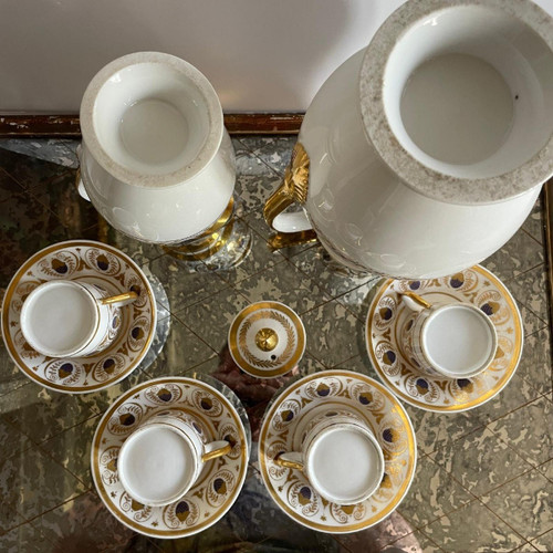 Parigi, periodo Impero, Restauro - Servizio da tè e caffè in porcellana - 6 pezzi