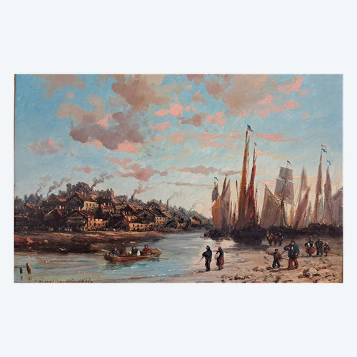 Charles Euphrasie Kuwasseg (1833-1904), Boat ride in fine weather