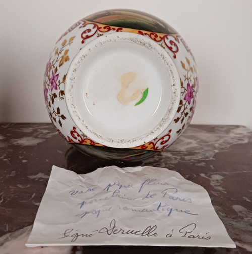Denuelle à Paris - rarissimo vaso o spiga di fiori in legno di tulipano - porcellana eclettica - 1830 ca.
