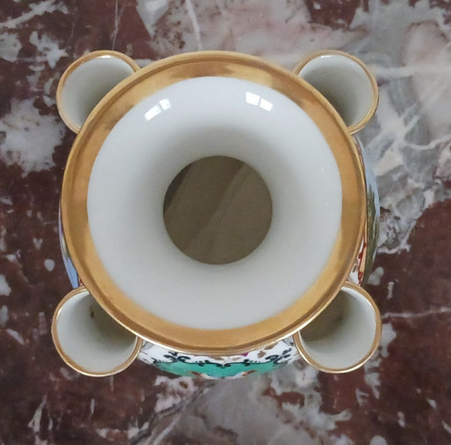 Denuelle à Paris - rarissimo vaso o spiga di fiori in legno di tulipano - porcellana eclettica - 1830 ca.