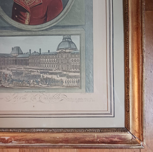 Boilly, after - Bonaparte 1er Consul ou la revue du Quintidi - etching, 19th century frame