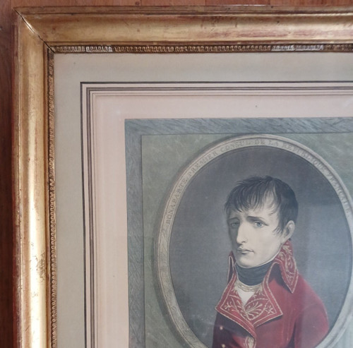 Boilly, after - Bonaparte 1er Consul ou la revue du Quintidi - etching, 19th century frame