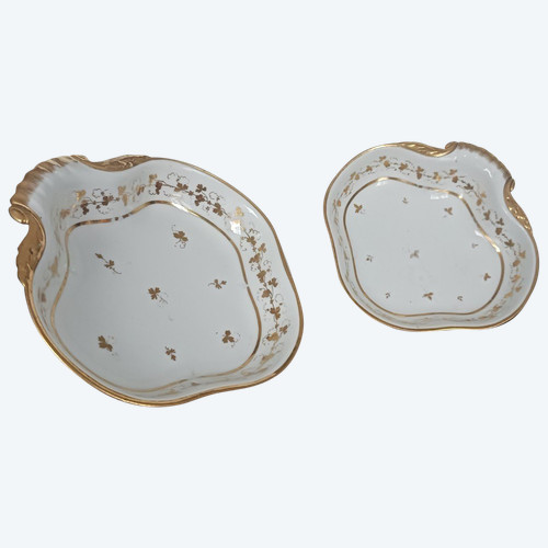 Halley - pair of shell jars or compotiers - porcelain - Revolution, Empire period