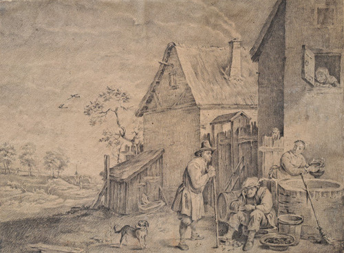 Follower of David II Teniers (Antwerp, 1610 - Brussels, 1690), The Farm, Large drawing