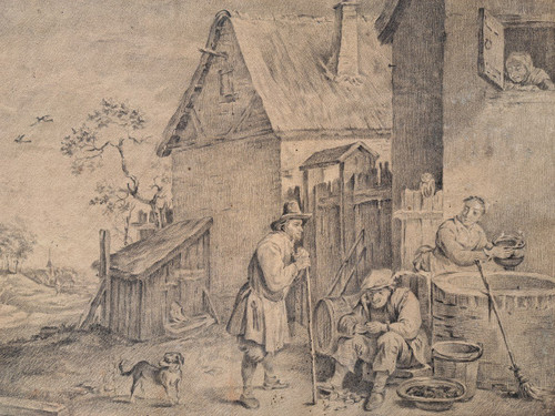 Follower of David II Teniers (Antwerp, 1610 - Brussels, 1690), The Farm, Large drawing