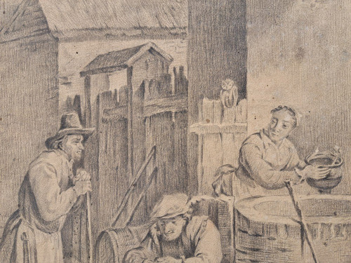 Follower of David II Teniers (Antwerp, 1610 - Brussels, 1690), The Farm, Large drawing