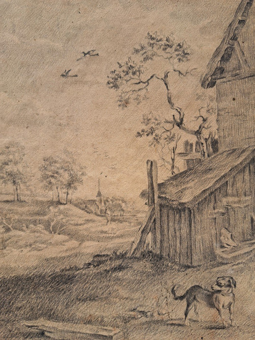 Follower of David II Teniers (Antwerp, 1610 - Brussels, 1690), The Farm, Large drawing