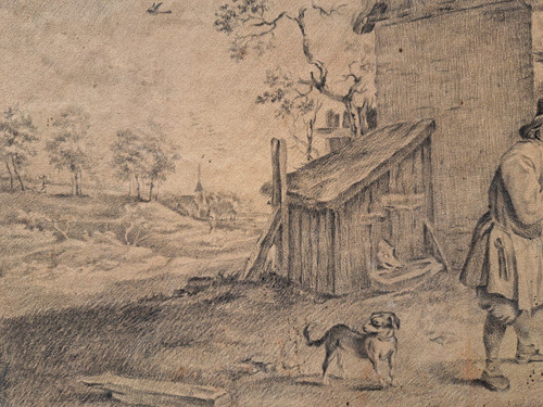 Follower of David II Teniers (Antwerp, 1610 - Brussels, 1690), The Farm, Large drawing