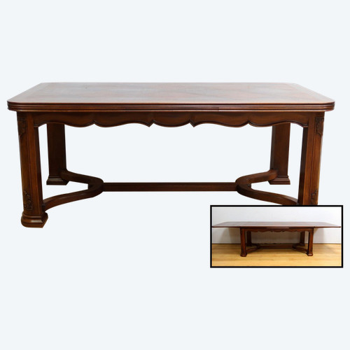 Mahogany extending table, 8 to 14 place settings, Louis XIV style - 1960