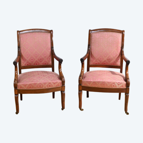 Paire de Fauteuils en Acajou, époque Restauration – Début XIXe