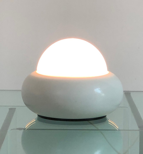 White UFO lamp model c359 by LUCI Illuminazione, Italy 70s