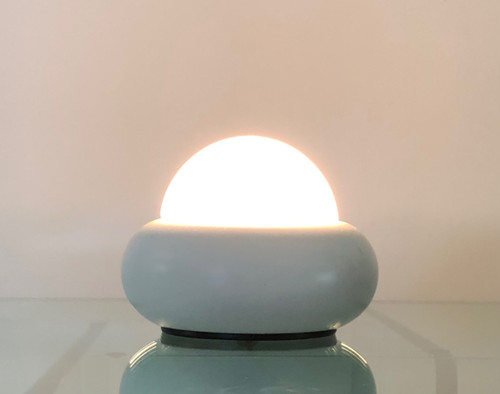 White UFO lamp model c359 by LUCI Illuminazione, Italy 70s