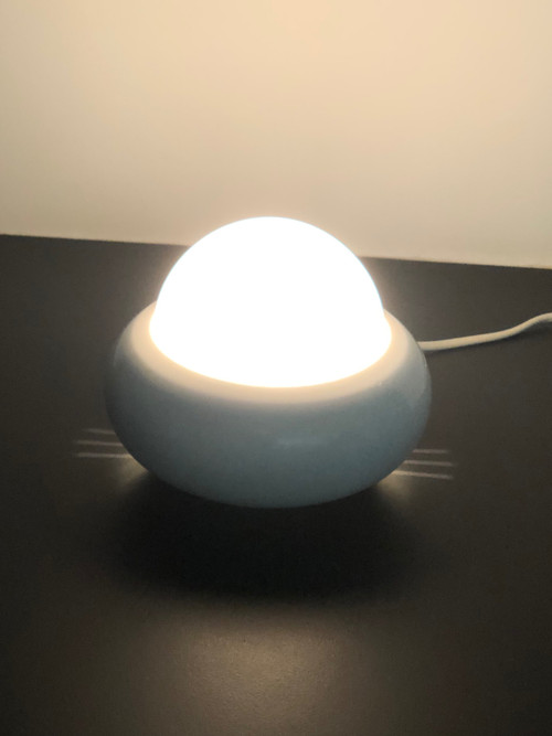 White UFO lamp model c359 by LUCI Illuminazione, Italy 70s