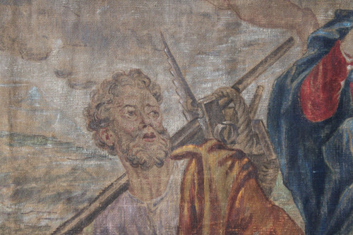 Painted canvas (imitating tapestry), "The Flight into Egypt", 19th century
