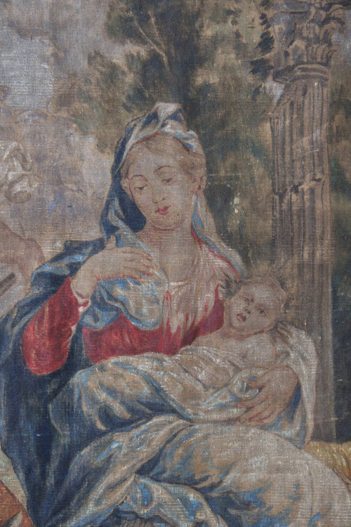 Painted canvas (imitating tapestry), "The Flight into Egypt", 19th century
