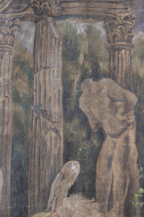 Painted canvas (imitating tapestry), "The Flight into Egypt", 19th century