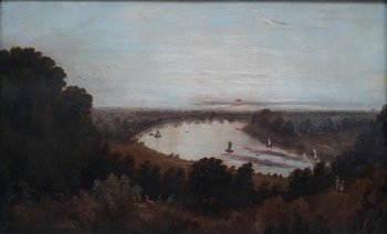 Ecole anglaise du début XIXe - Les bords de la Tamise à Richemond