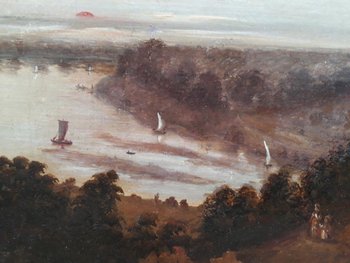 Ecole anglaise du début XIXe - Les bords de la Tamise à Richemond