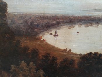 Ecole anglaise du début XIXe - Les bords de la Tamise à Richemond
