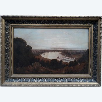 Ecole anglaise du début XIXe - Les bords de la Tamise à Richemond