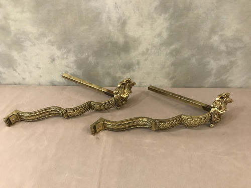 Coppia di bastoni per tende in bronzo del XIX secolo