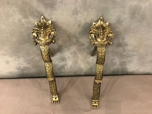 Coppia di bastoni per tende in bronzo del XIX secolo