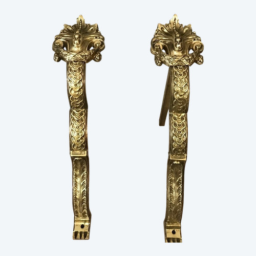Coppia di bastoni per tende in bronzo del XIX secolo