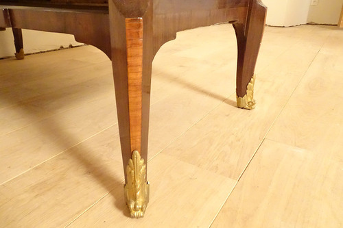 Commode Transition marqueterie panneaux laque Chine paysages marbre XVIIIè