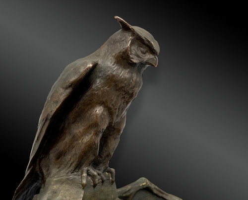 Paul JOUVE (1878-1973) Calamaio a forma di gufo - Bronzo