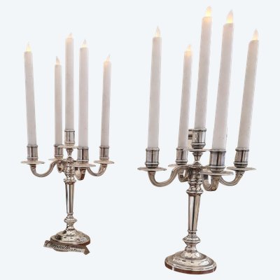 Pair of Christofle 5-branch candelabra, Albi model