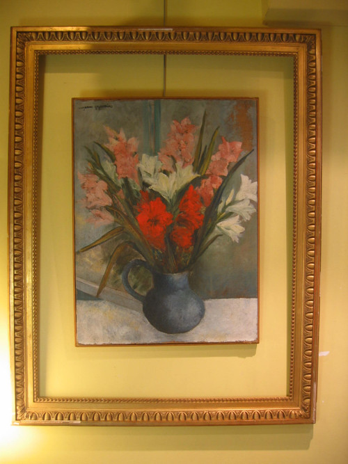 Gladioli oil on canvas by Suzanne Ygaunin 1915-1985 unframed