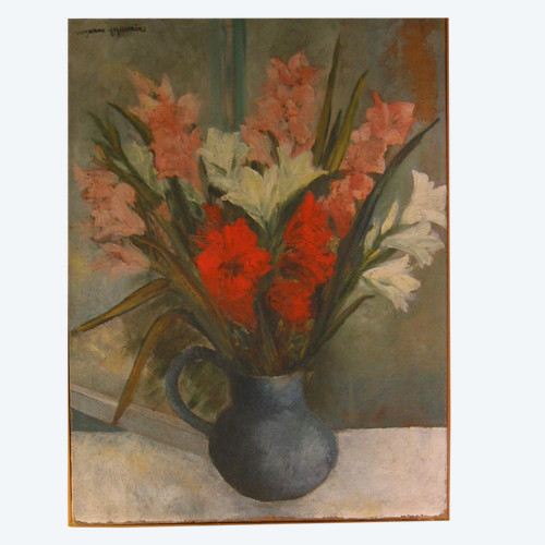 Gladioli oil on canvas by Suzanne Ygaunin 1915-1985 unframed