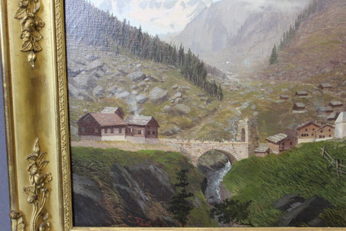 Öl Auf Leinwand Berglandschaft Von Caspar Kasli Um 1900